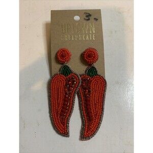 Uptown Cheapskate Red Chili Beaded Earrings